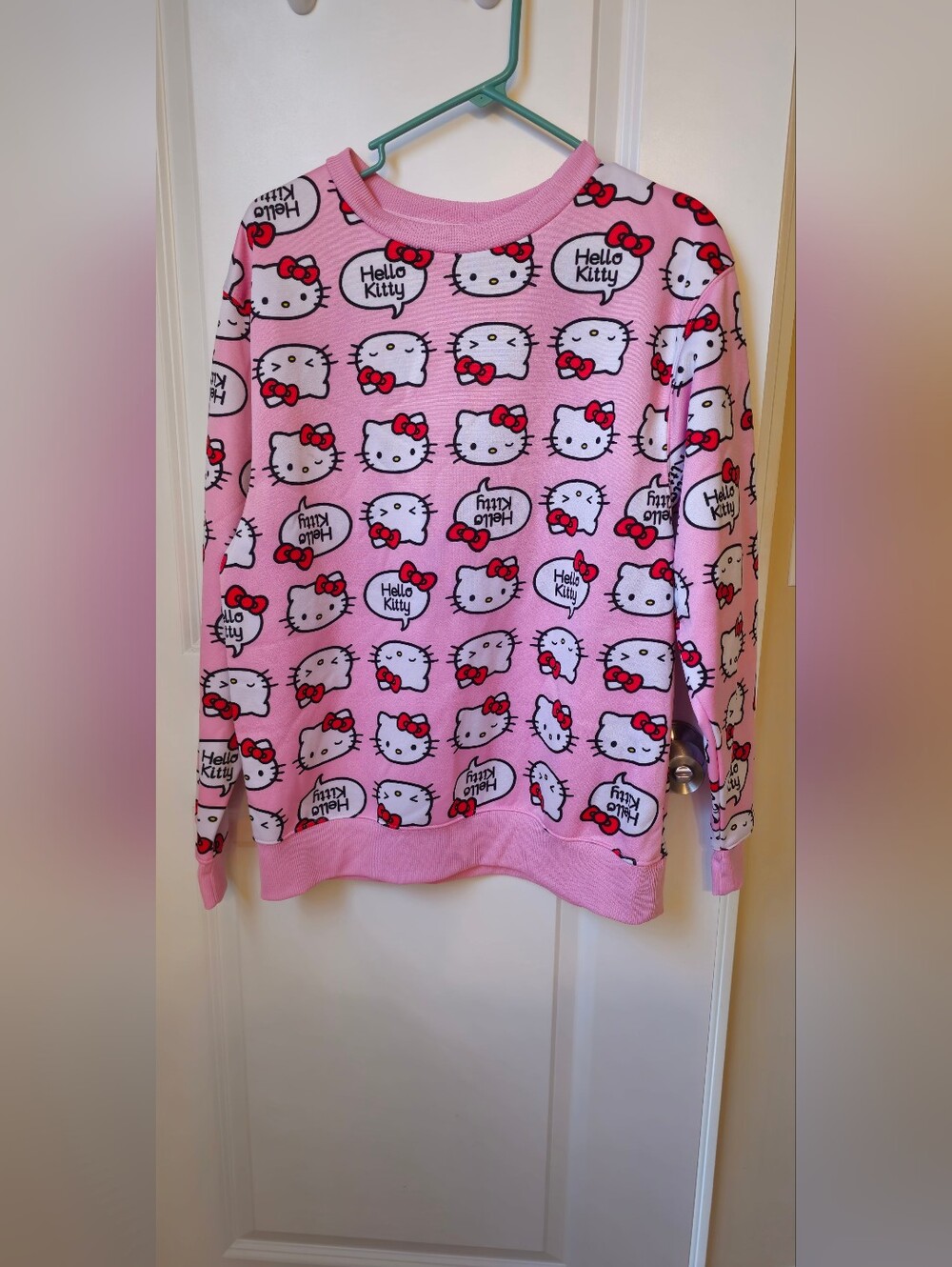 Hello Kitty Pink Red Bow Crewneck Top